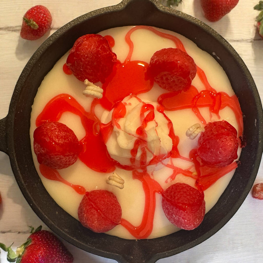 Unique Candle Designs By Kaneca- 8. oz Strawberry cheesecake skillet Candle