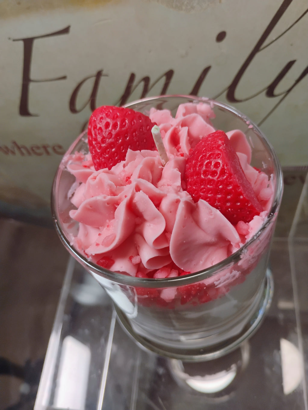 Unique Candle Designs By Kaneca- Strawberry Crunch Cake Candle.13 oz. Large Dessert Candle