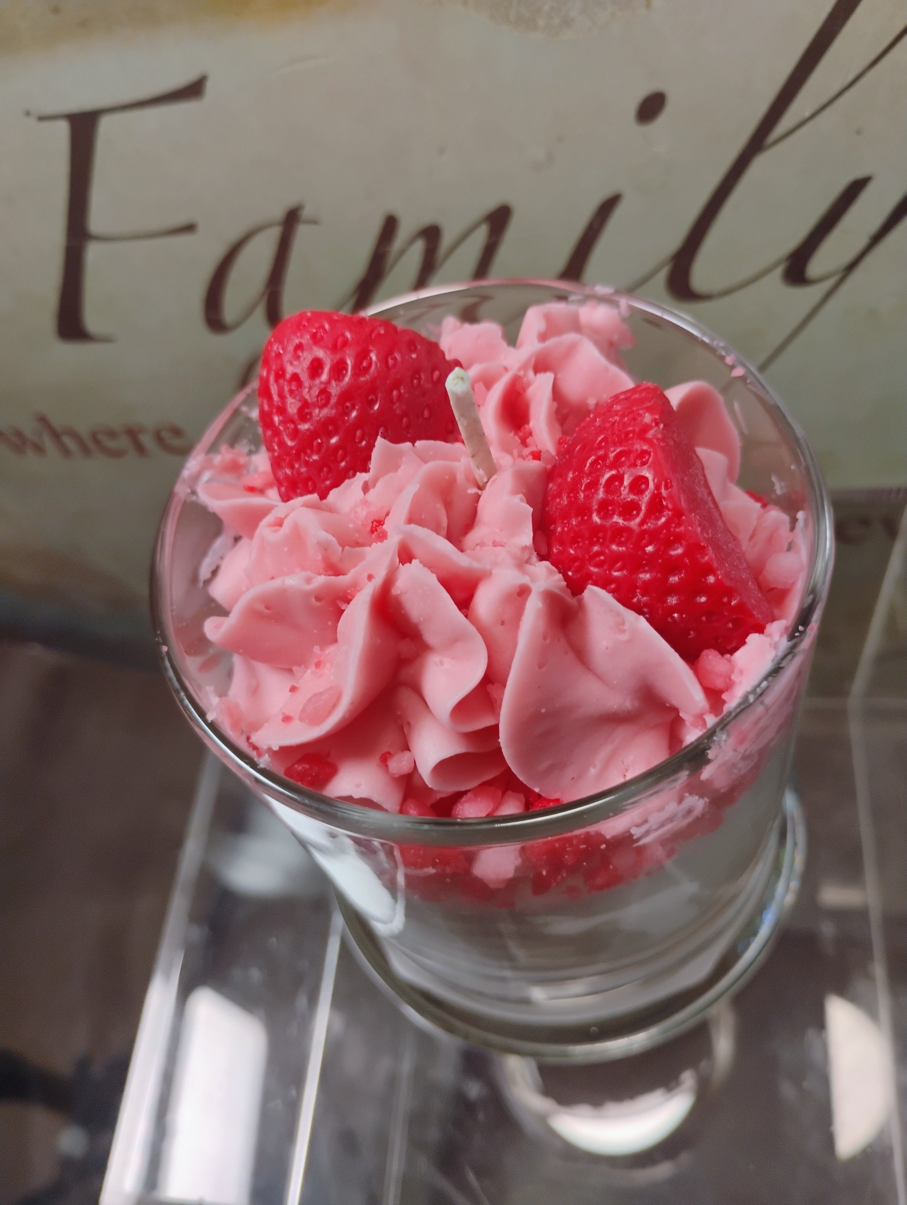 Unique Candle Designs By Kaneca- Strawberry Crunch Cake Candle.13 oz. Large Dessert Candle
