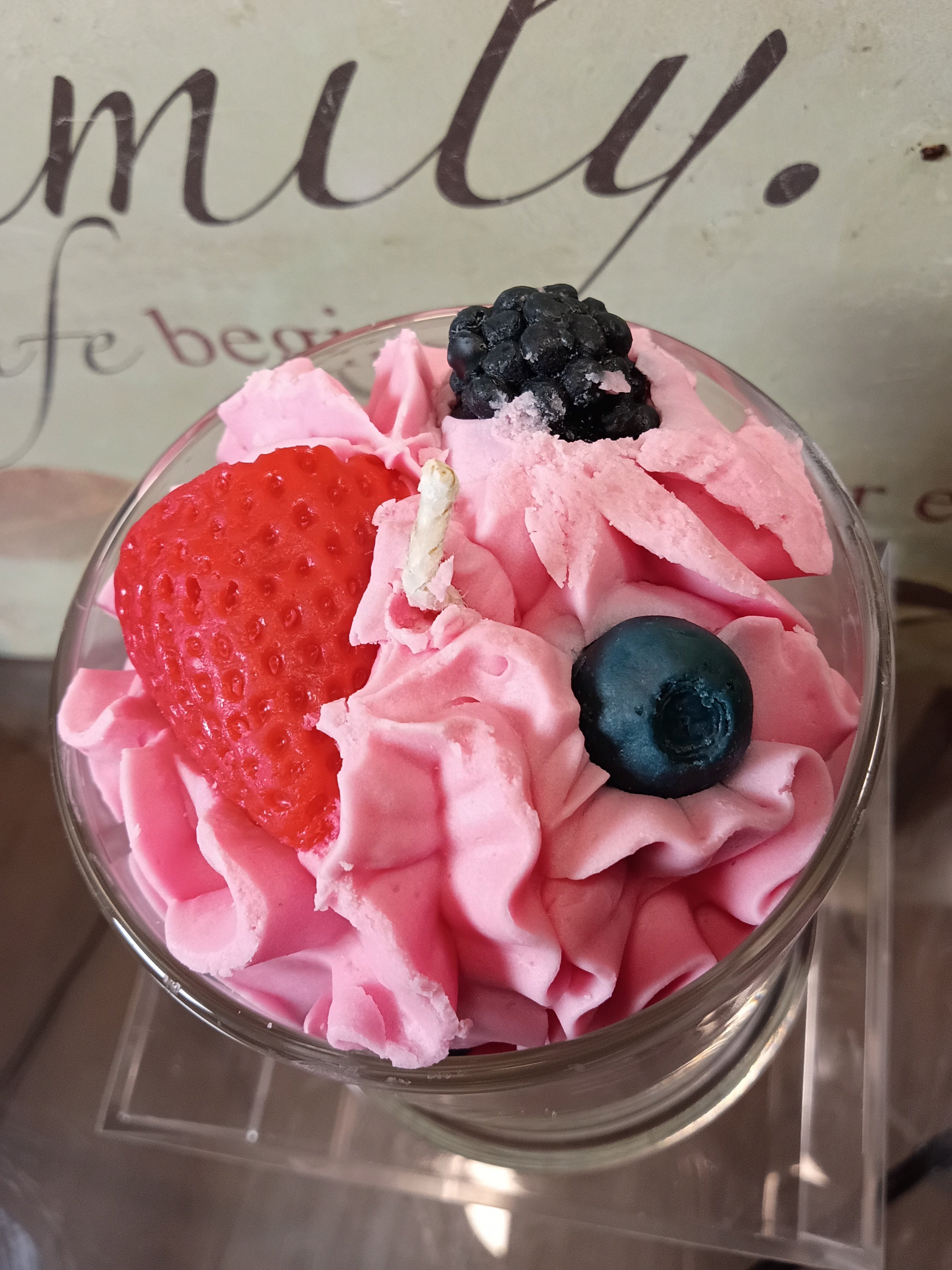 Unique Candle Designs By Kaneca- Wildberry Smoothie Candle. 13 oz. Large Dessert Candle