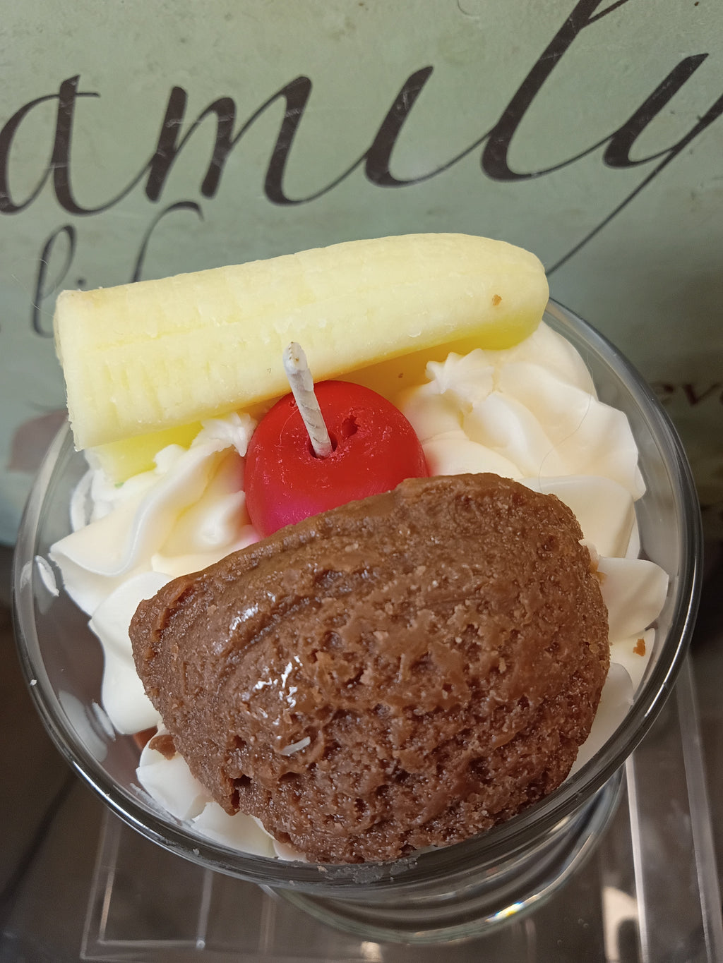 Unique Candle Designs By Kaneca - Banana Split Candle.13 oz. Large Soy Dessert Candle