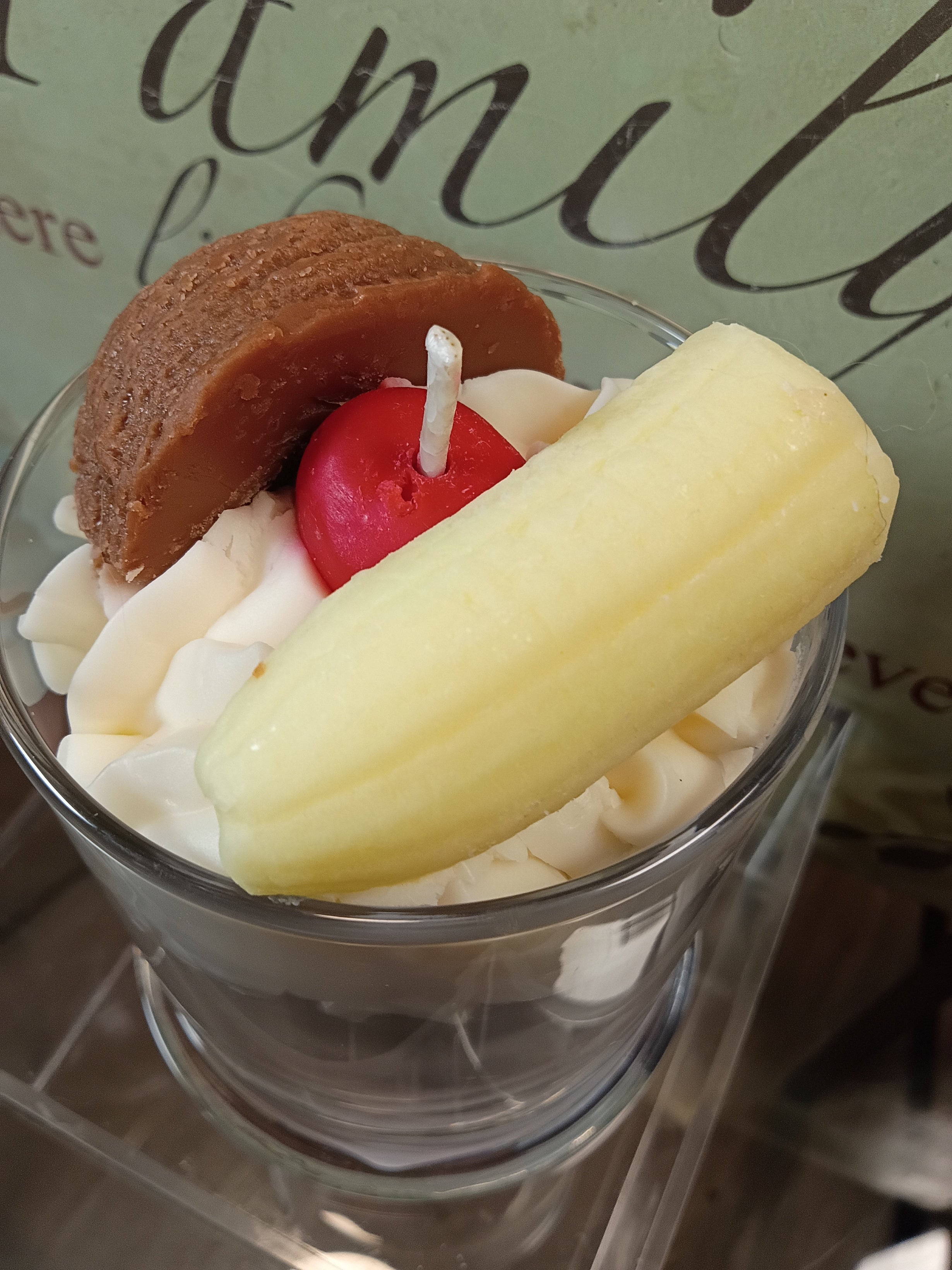 Unique Candle Designs By Kaneca - Banana Split Candle.13 oz. Large Soy Dessert Candle