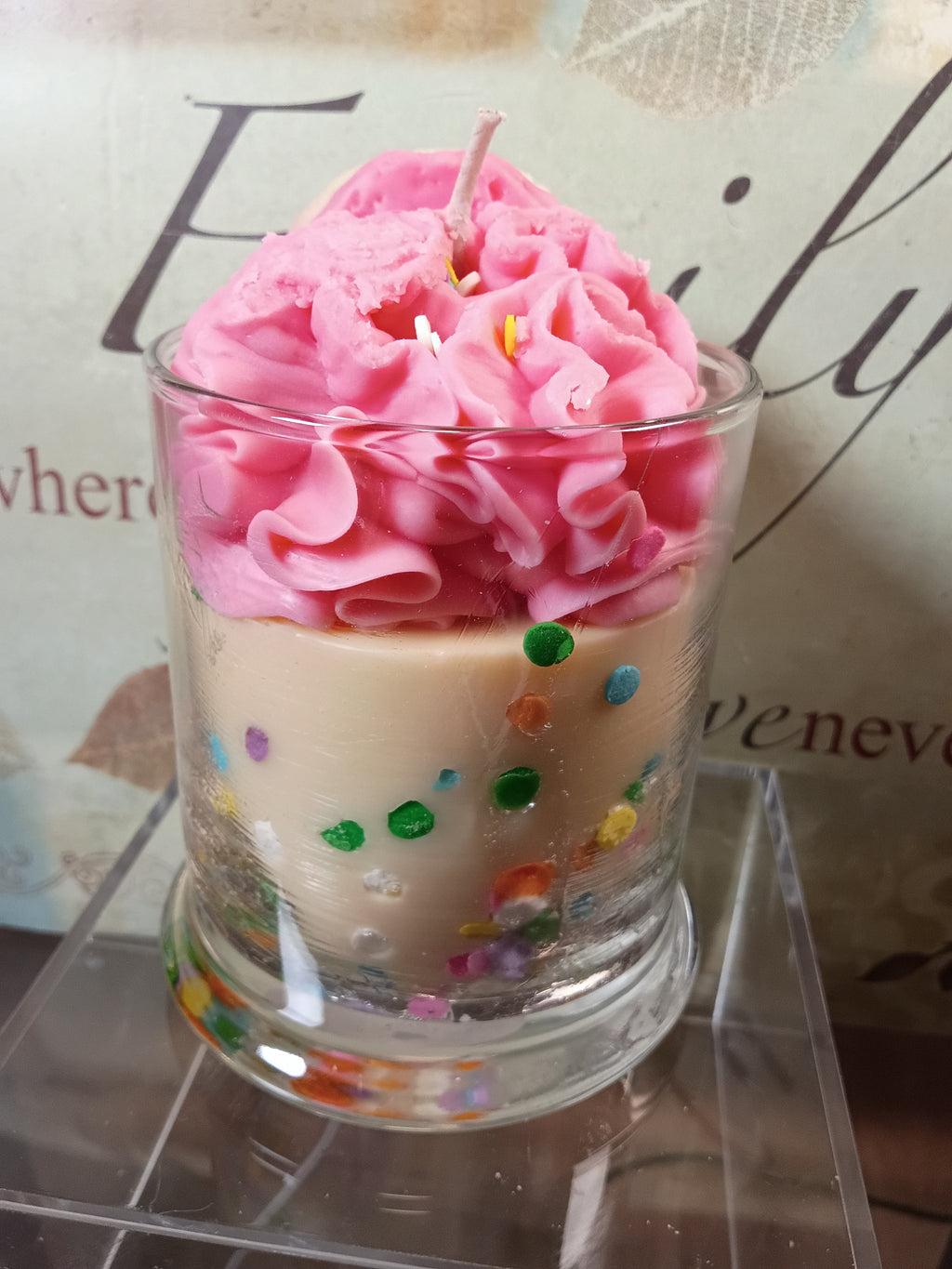 Unique Candle Designs By Kaneca- Sugar Cookie Candle 13 oz. Large Dessert Candles - Pink