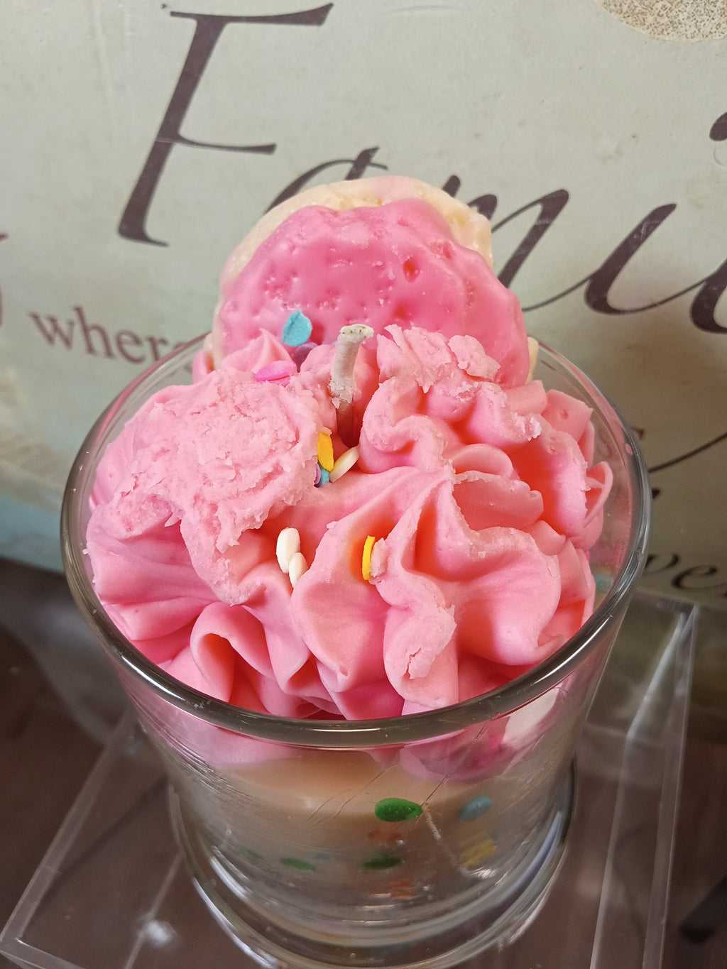 Unique Candle Designs By Kaneca- Sugar Cookie Candle 13 oz. Large Dessert Candles - Pink
