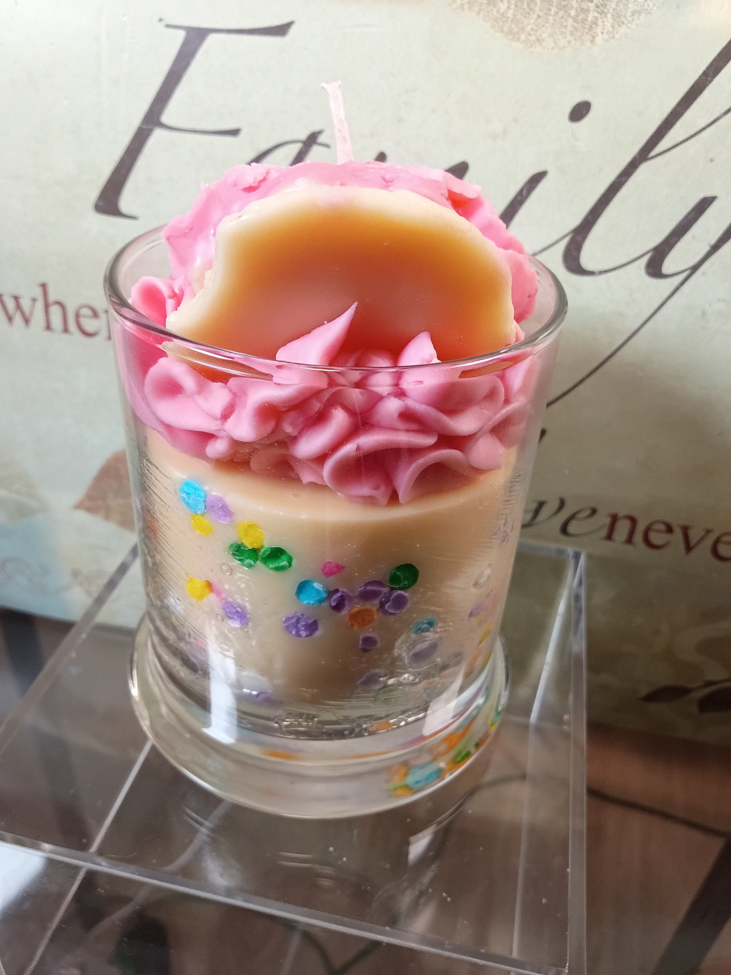 Unique Candle Designs By Kaneca- Sugar Cookie Candle 13 oz. Large Dessert Candles - Pink