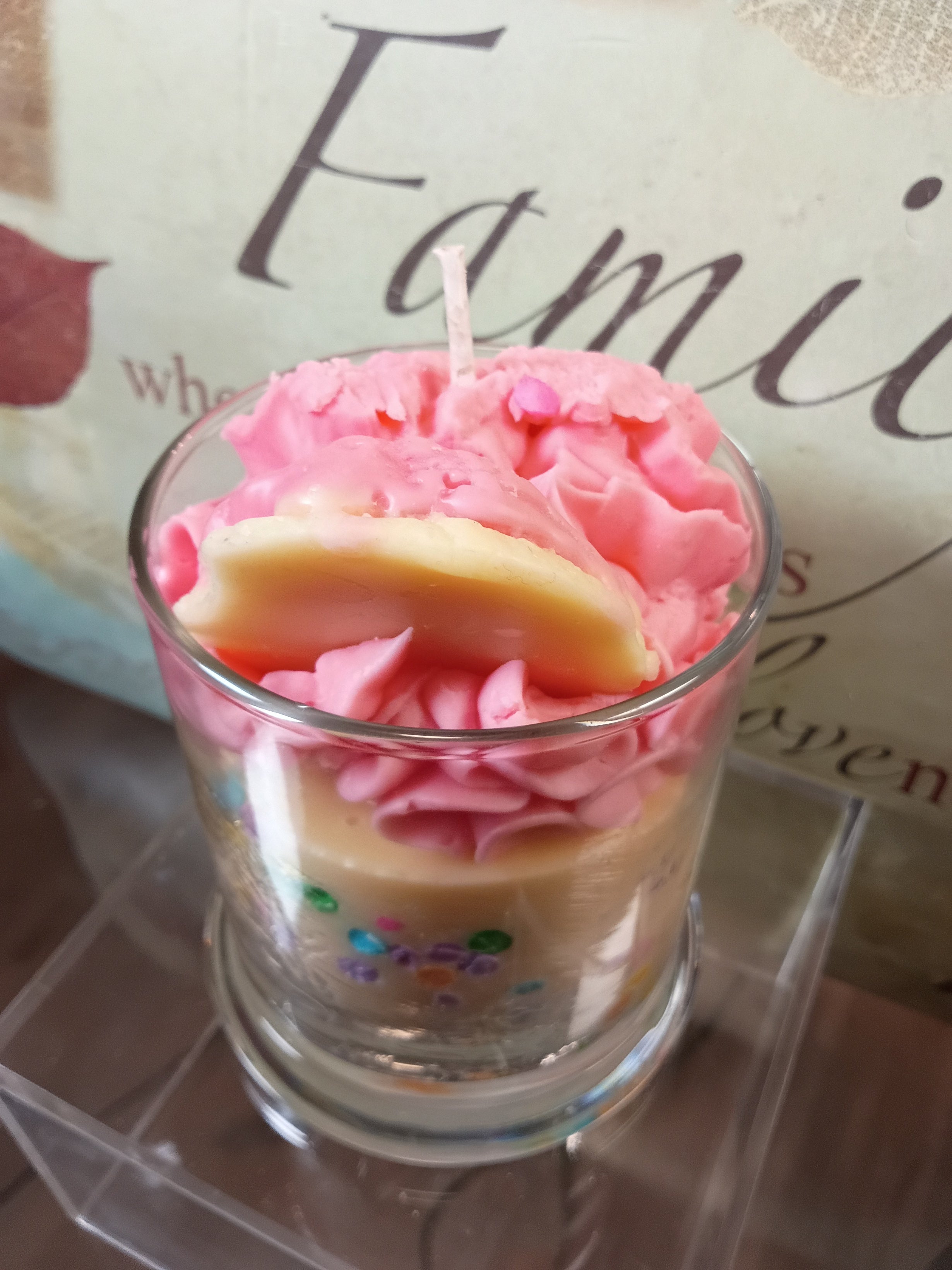 Unique Candle Designs By Kaneca- Sugar Cookie Candle 13 oz. Large Dessert Candles - Pink