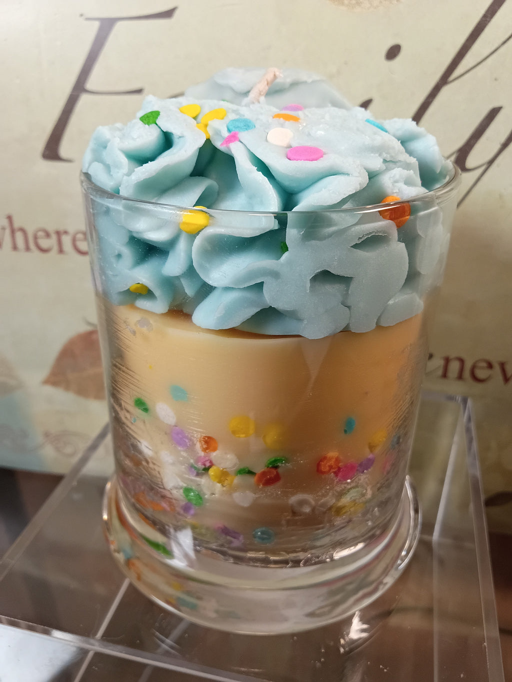 Unique Candle Designs By Kaneca  - Sugar CookIe candle 13 oz. Large Dessert Candles - Blue