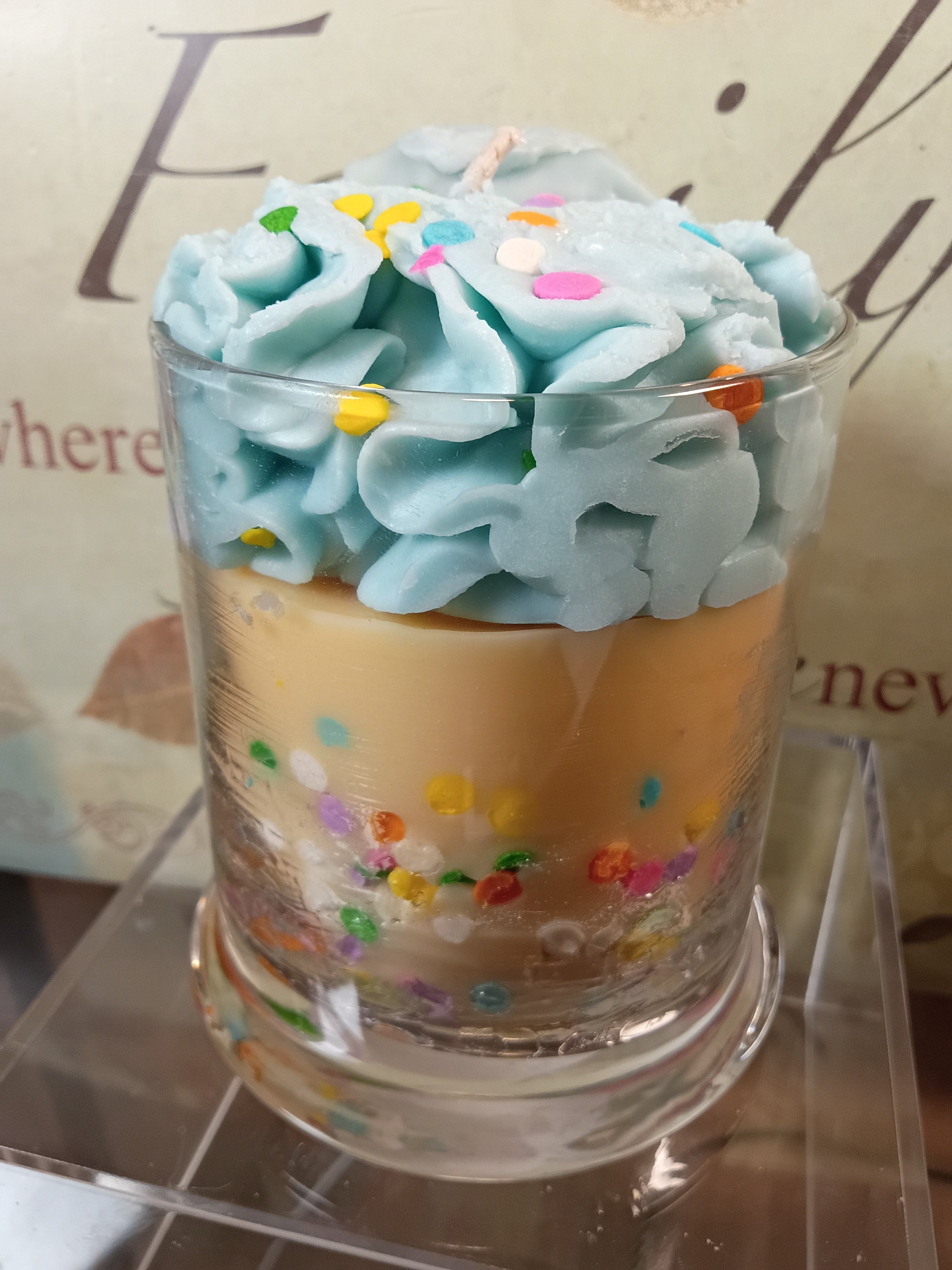 Unique Candle Designs By Kaneca  - Sugar CookIe candle 13 oz. Large Dessert Candles - Blue