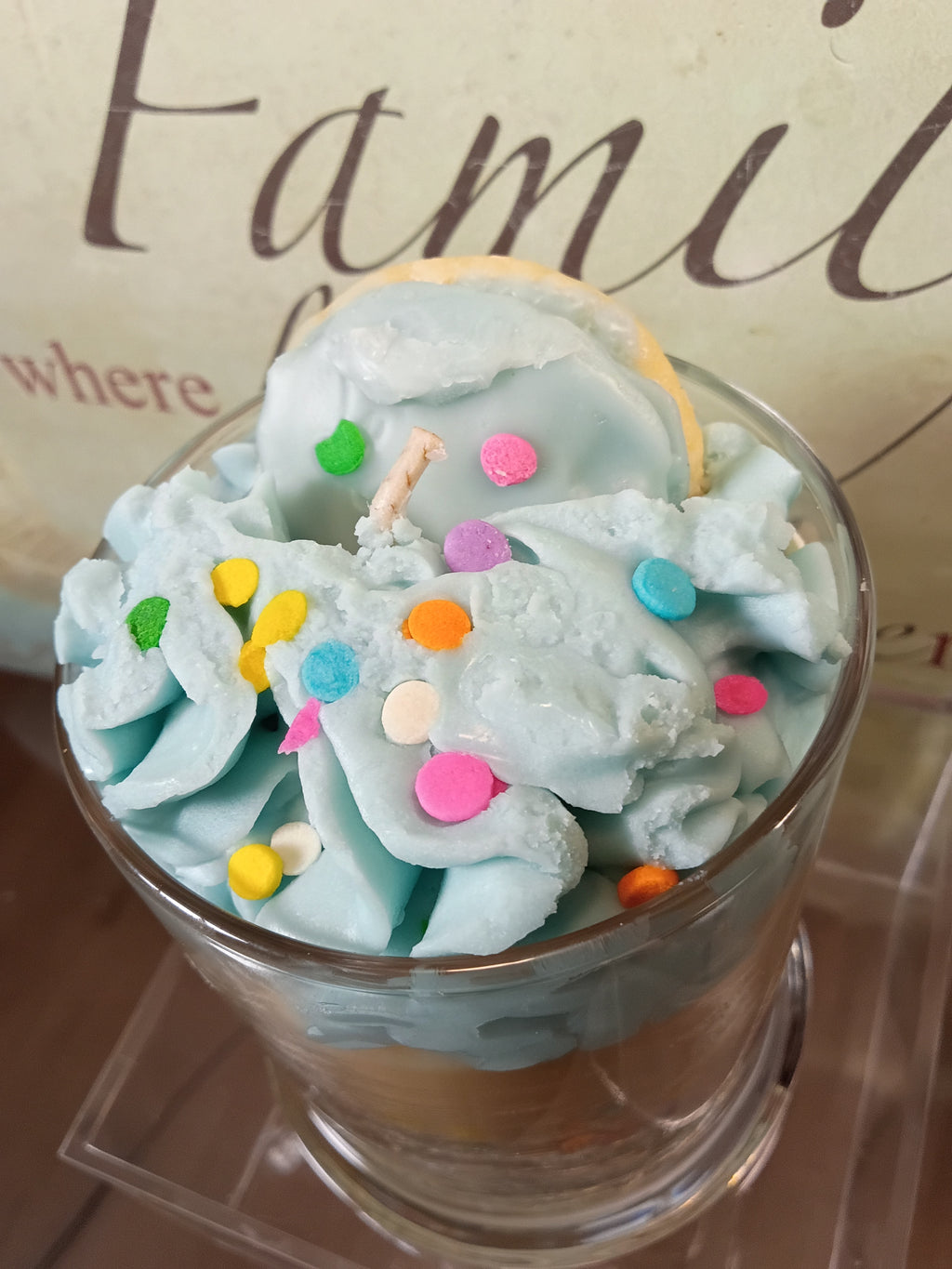 Unique Candle Designs By Kaneca  - Sugar CookIe candle 13 oz. Large Dessert Candles - Blue