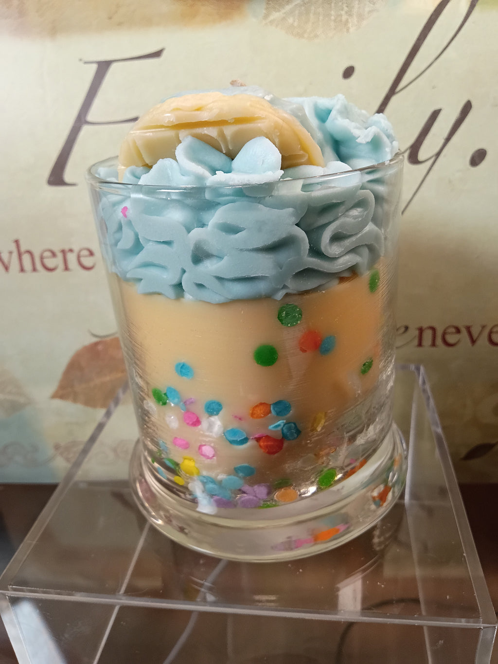 Unique Candle Designs By Kaneca  - Sugar CookIe candle 13 oz. Large Dessert Candles - Blue