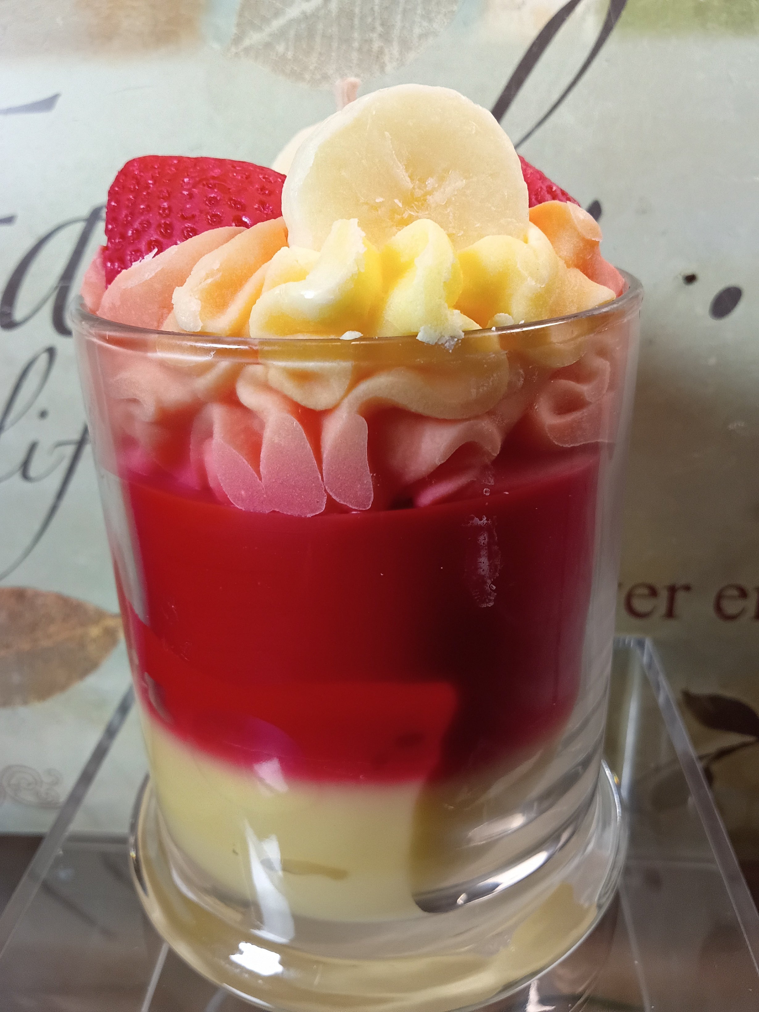 Unique Candle Designs By Kaneca - Strawberry Banana Candle.13 oz. Large Dessert Candle
