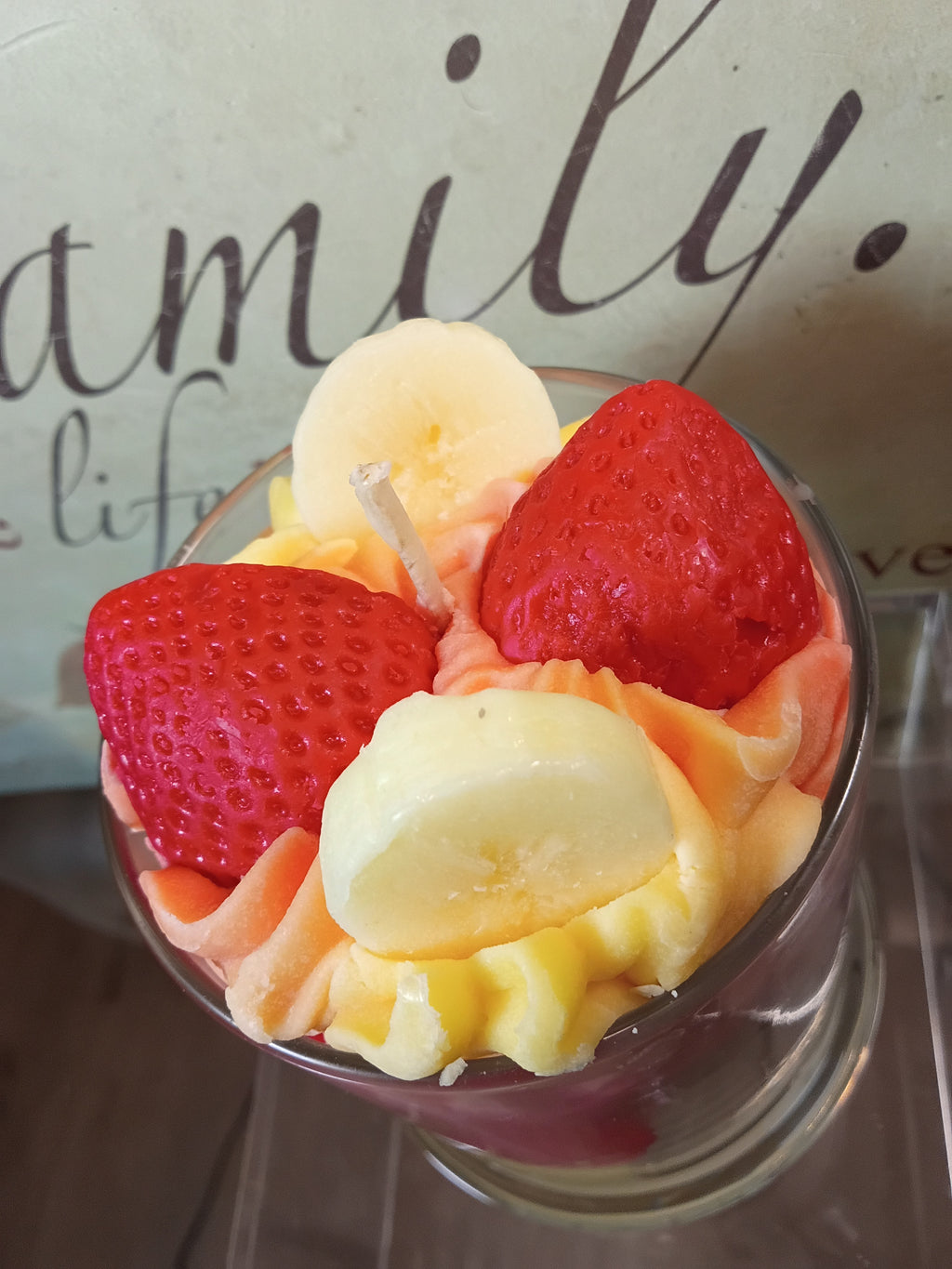 Unique Candle Designs By Kaneca - Strawberry Banana Candle.13 oz. Large Dessert Candle