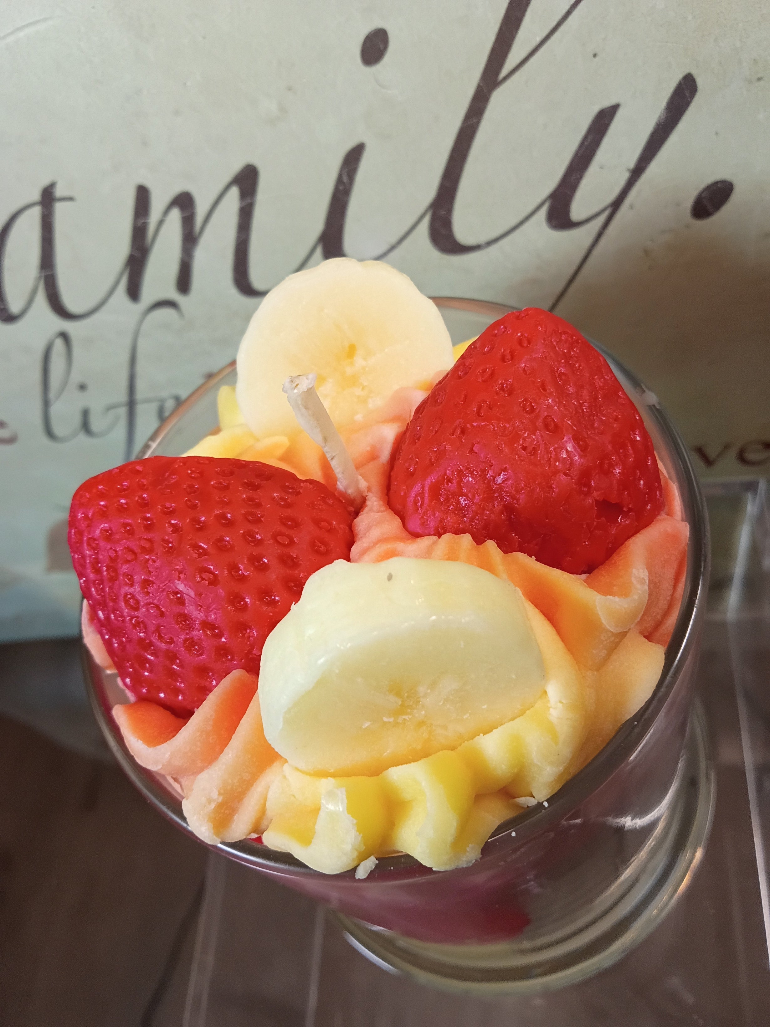 Unique Candle Designs By Kaneca - Strawberry Banana Candle.13 oz. Large Dessert Candle