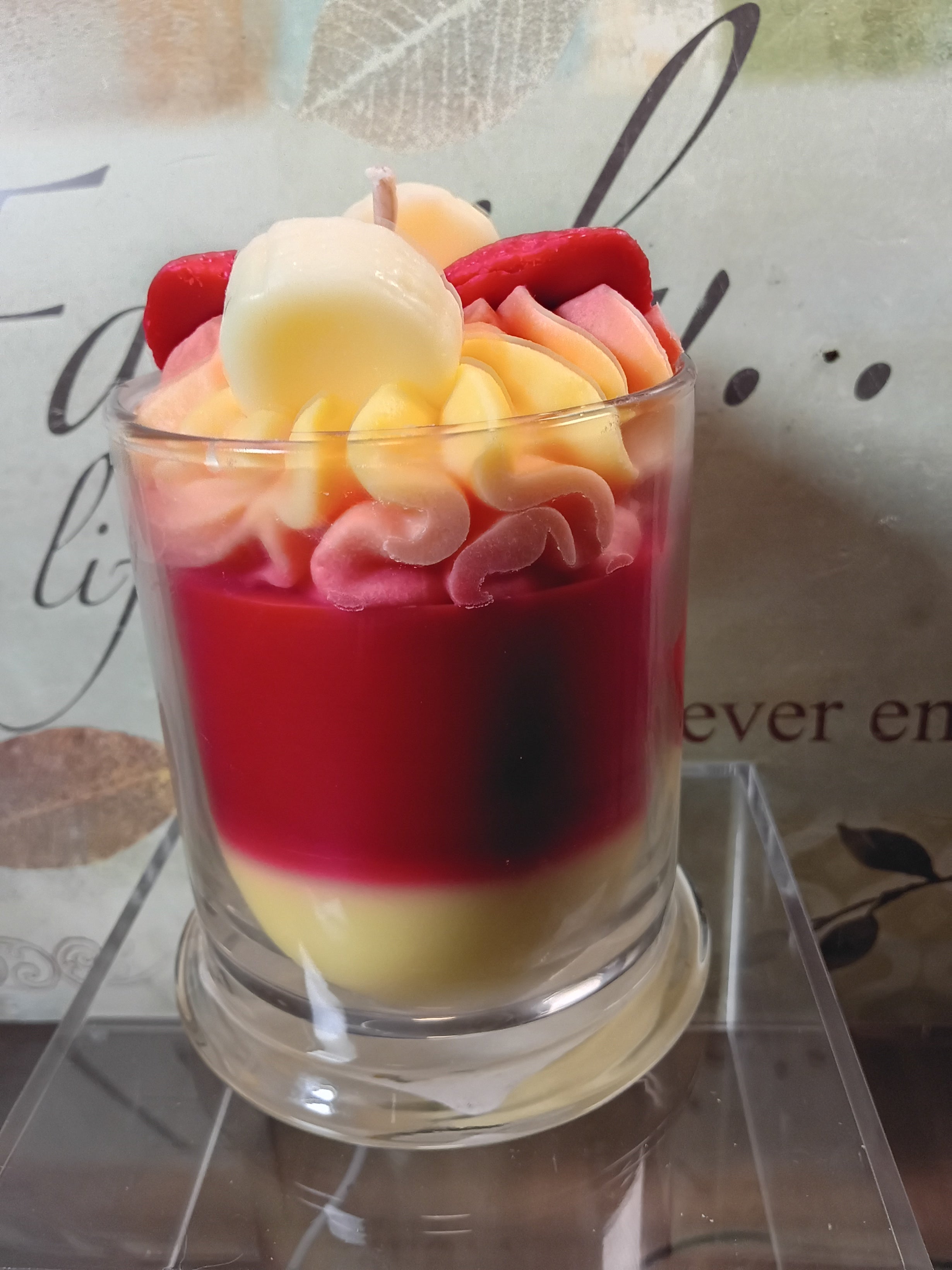 Unique Candle Designs By Kaneca - Strawberry Banana Candle.13 oz. Large Dessert Candle