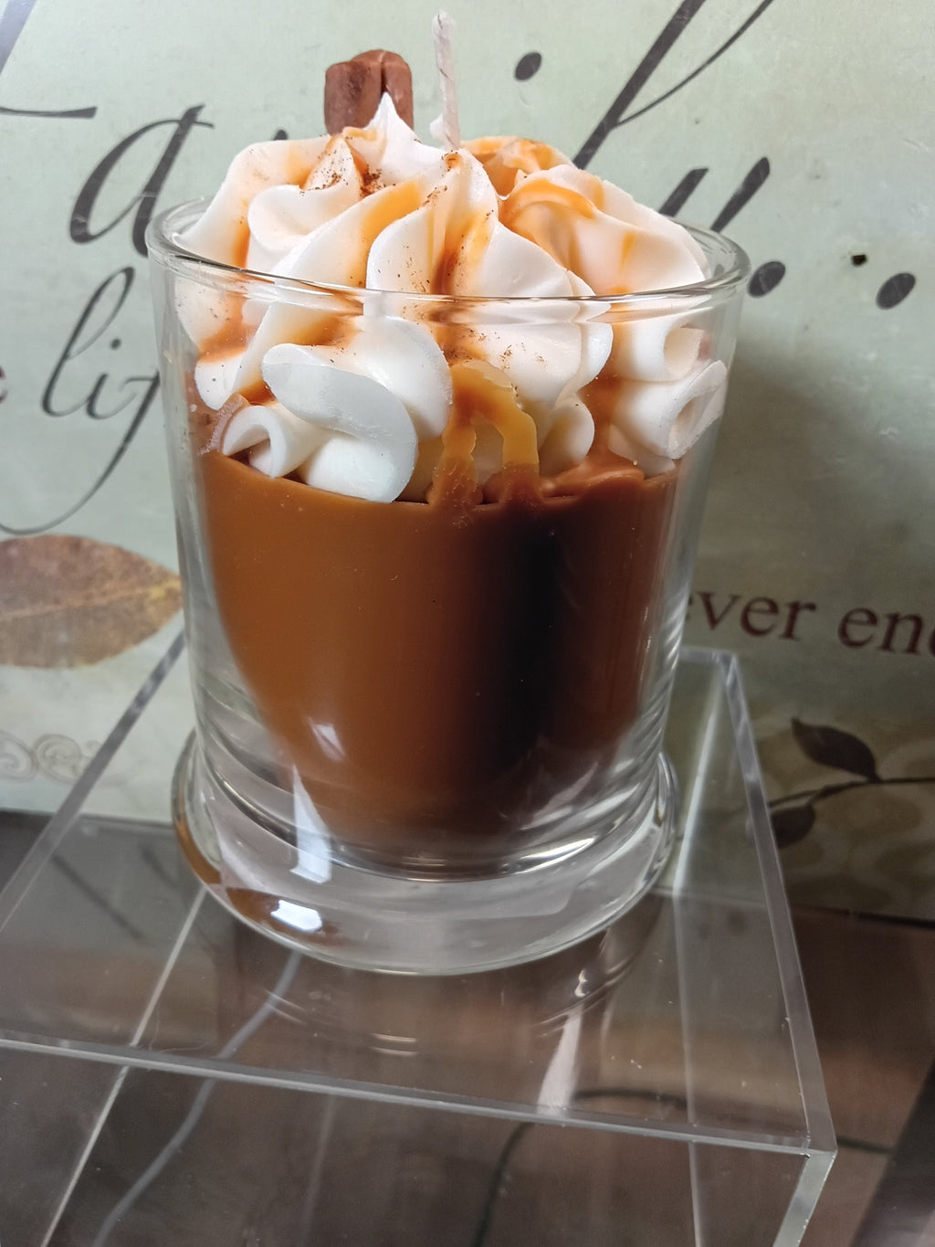 Unique Candle Designs By Kaneca - Caramel Pumpkin Latte Candle. 13 oz. Large Soy Drink Candle.