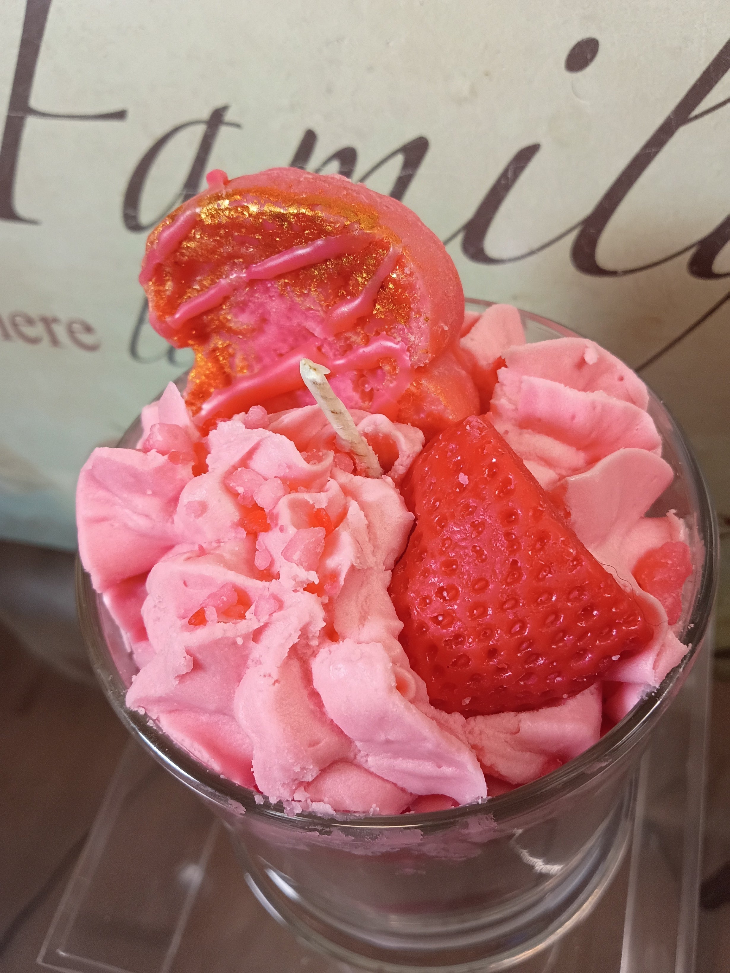 Unique Candle Designs By Kaneca - Strawberry Pound Cake Candle. 13 oz. Large Dessert Candle