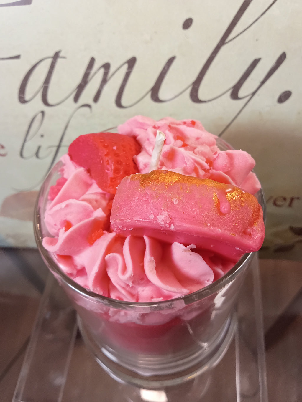 Unique Candle Designs By Kaneca - Strawberry Pound Cake Candle. 13 oz. Large Dessert Candle