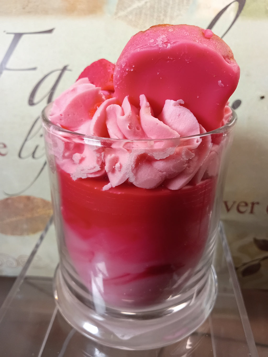 Unique Candle Designs By Kaneca - Strawberry Pound Cake Candle. 13 oz. Large Dessert Candle
