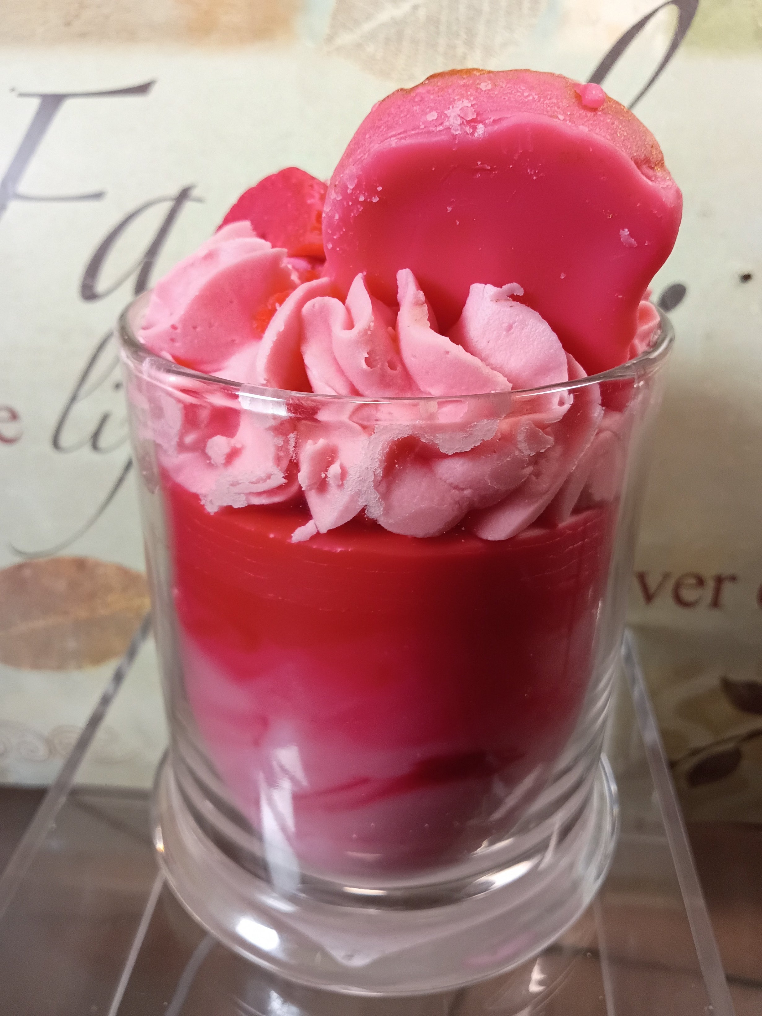 Unique Candle Designs By Kaneca - Strawberry Pound Cake Candle. 13 oz. Large Dessert Candle