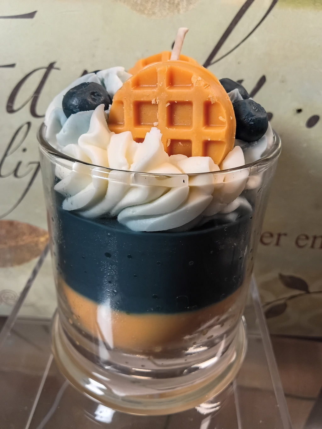 Unique Candle Designs By Kaneca - Blueberry Maple Waffle Candle. 13 oz. Large Dessert Candle
