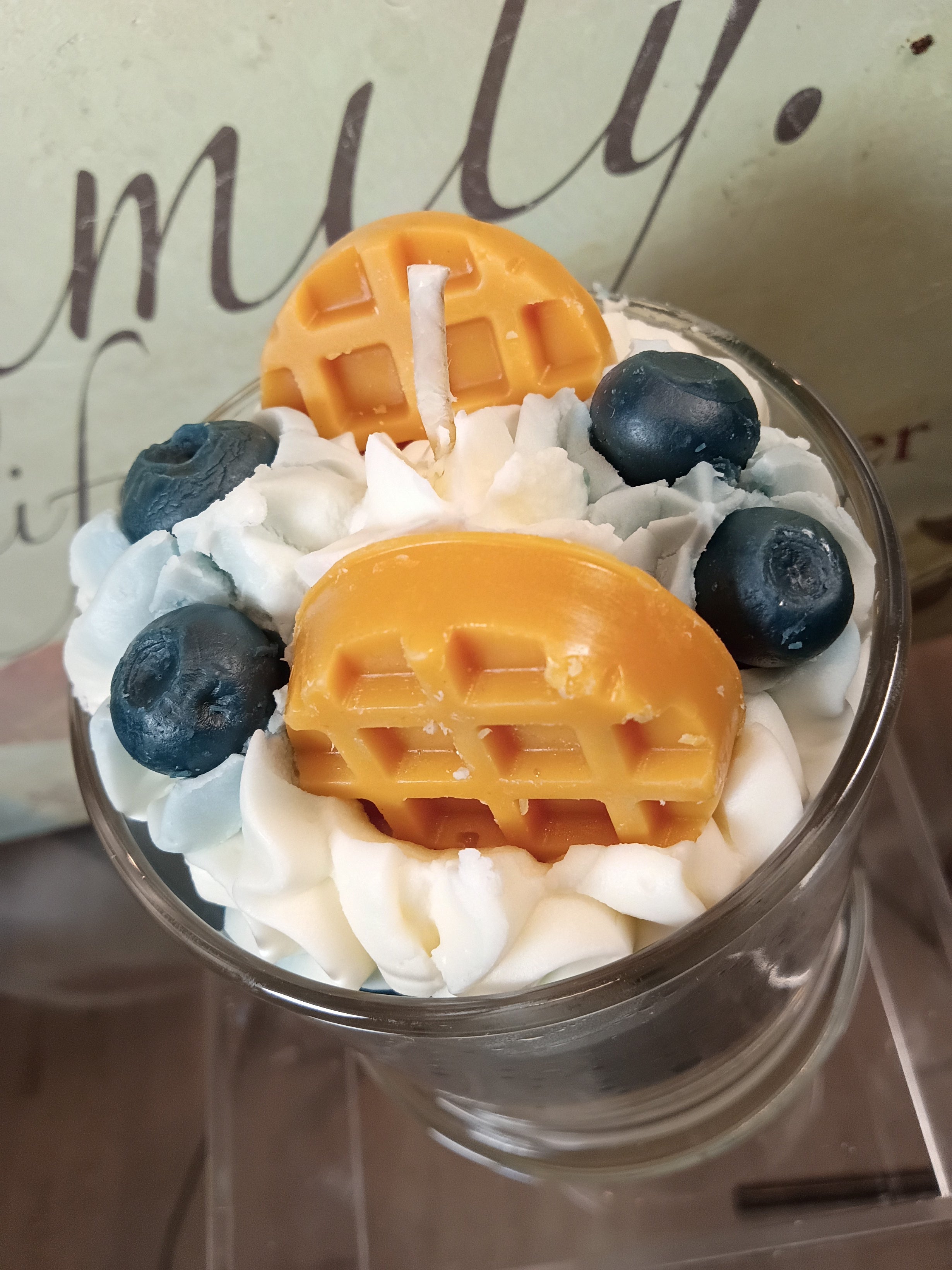 Unique Candle Designs By Kaneca - Blueberry Maple Waffle Candle. 13 oz. Large Dessert Candle