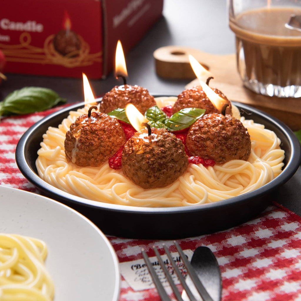 Unique Candle Designs By Kaneca- Spaghetti & Meatballs Pasta Candle – Novelty Food CandleGift