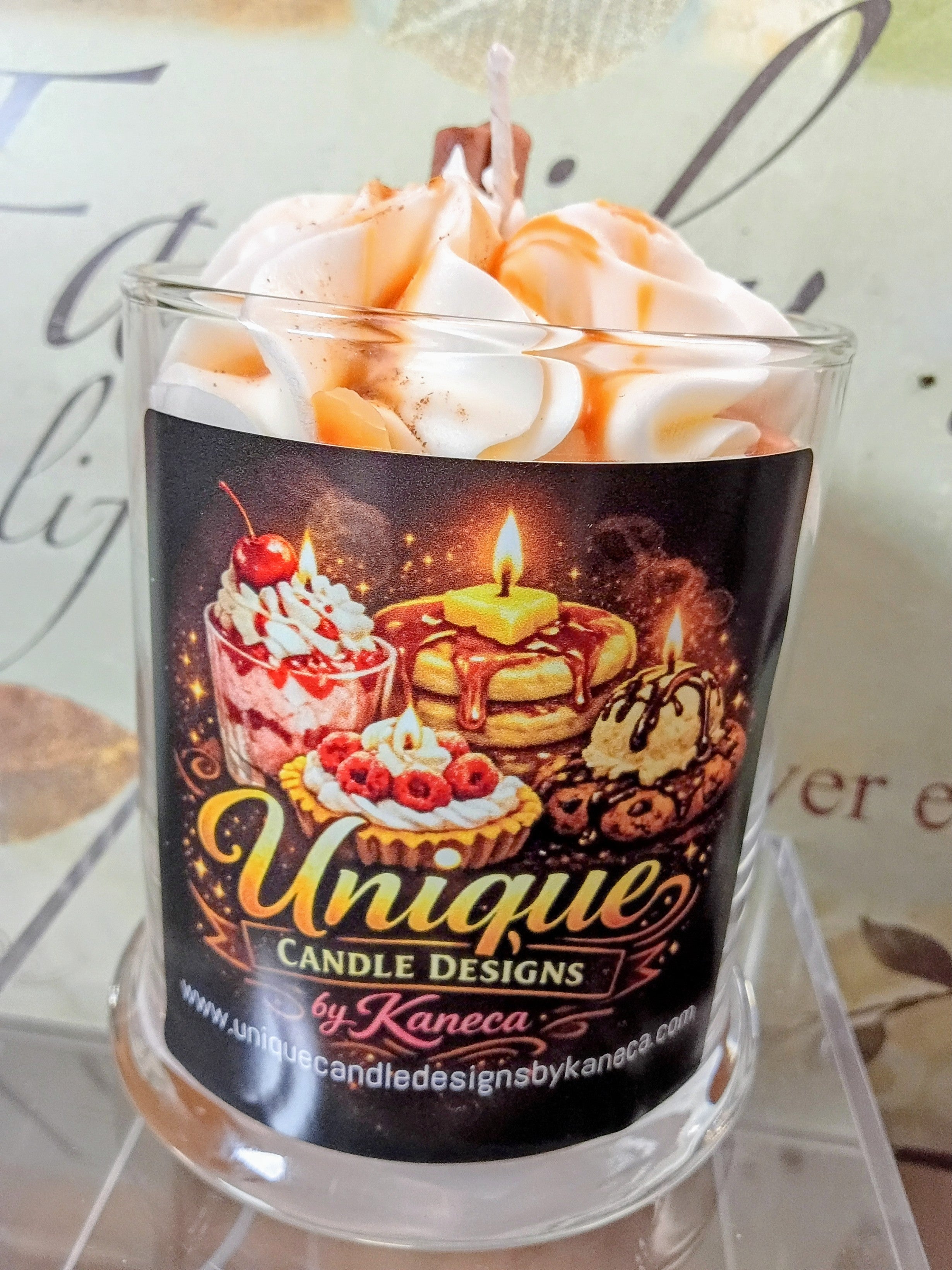 Unique Candle Designs By Kaneca - Caramel Pumpkin Latte Candle. 13 oz. Large Soy Drink Candle.