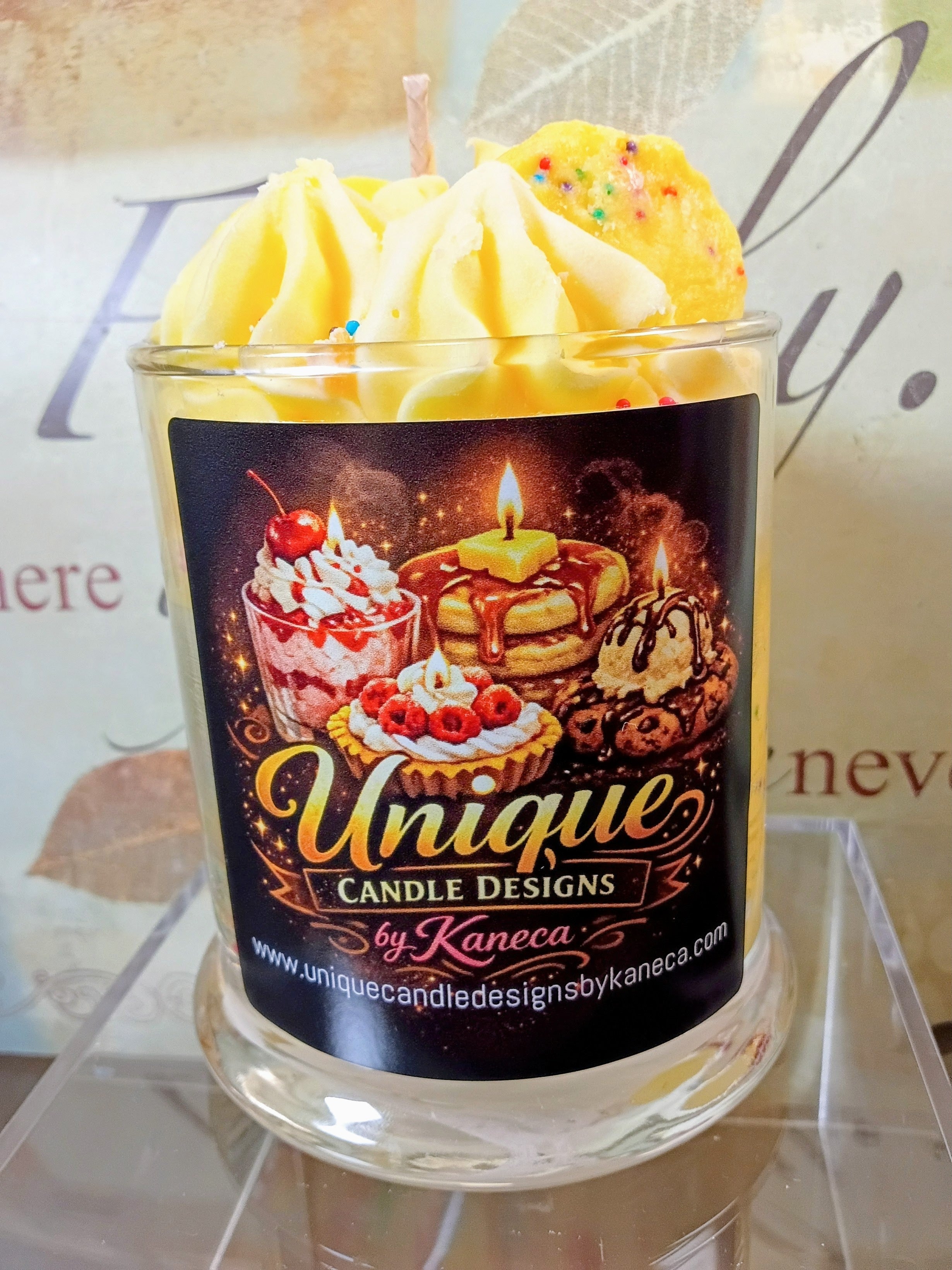 Unique Candle Designs By Kaneca- Lemon Cookie Candle. 13 oz. Large Dessert Candle