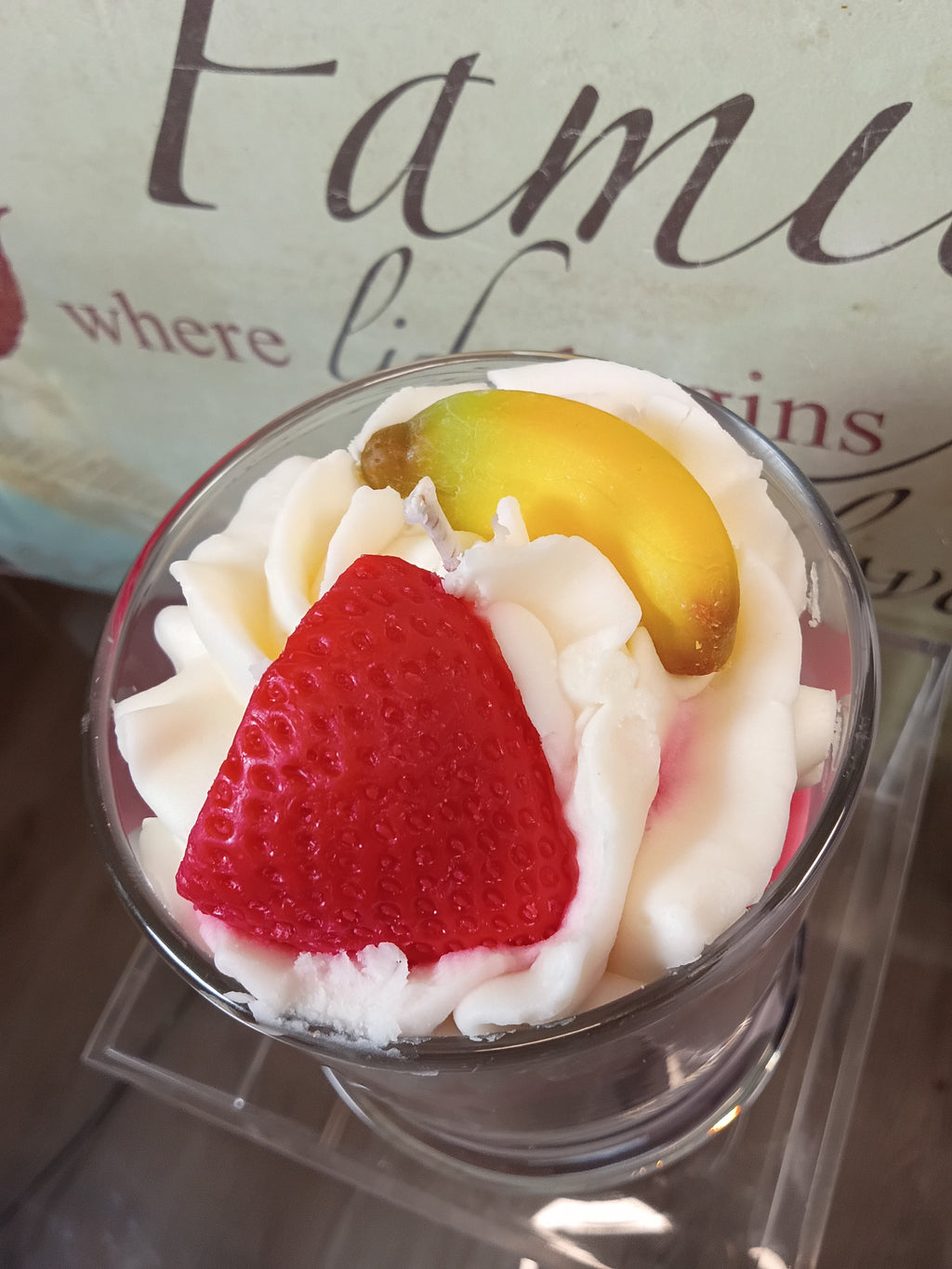 Unique Candle Designs By Kaneca - Strawberry Banana Smoothie Candle. 13 oz. Dessert Candle