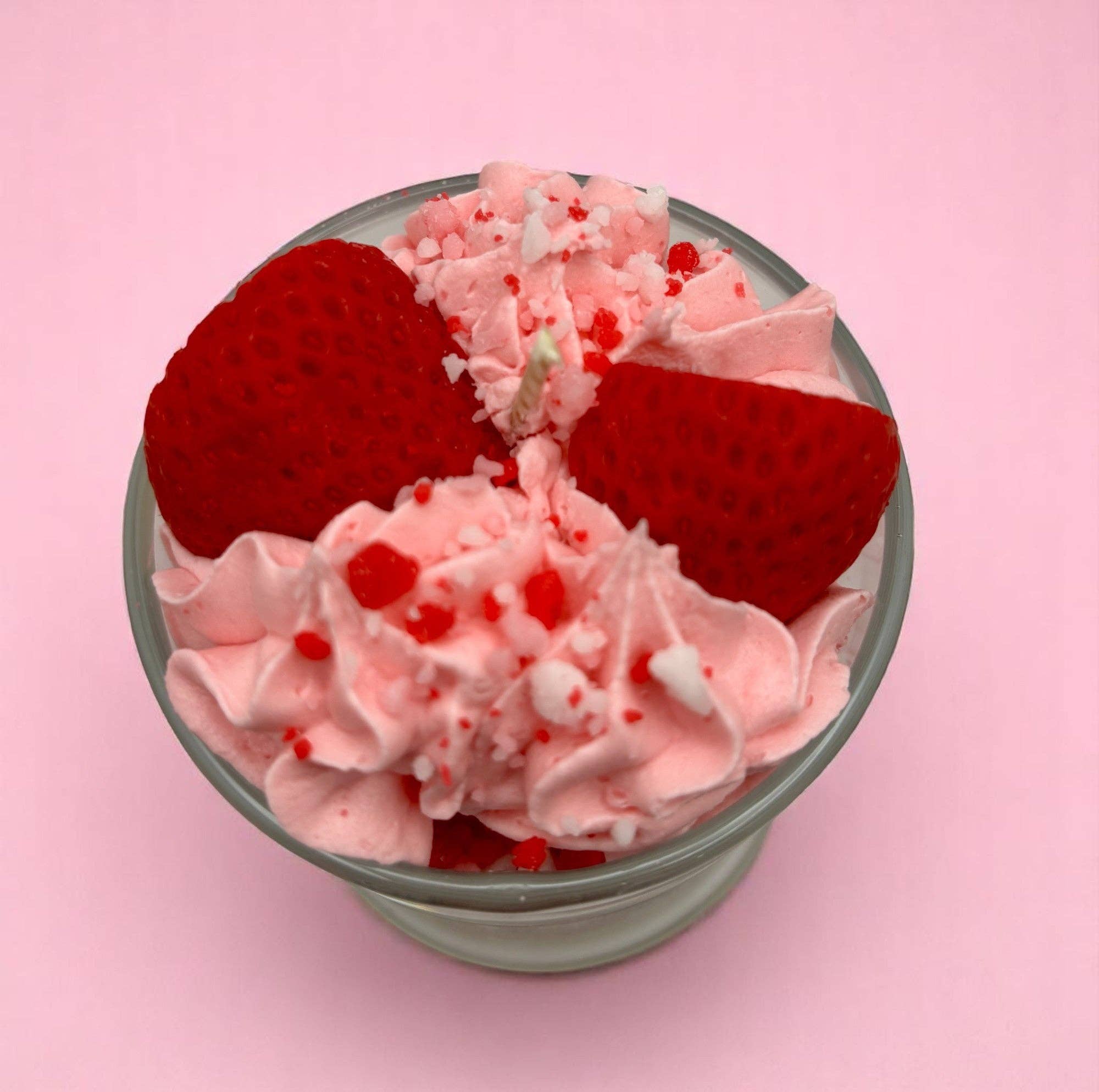 Unique Candle Designs By Kaneca- Strawberry Crunch Cake Candle.13 oz. Large Dessert Candle
