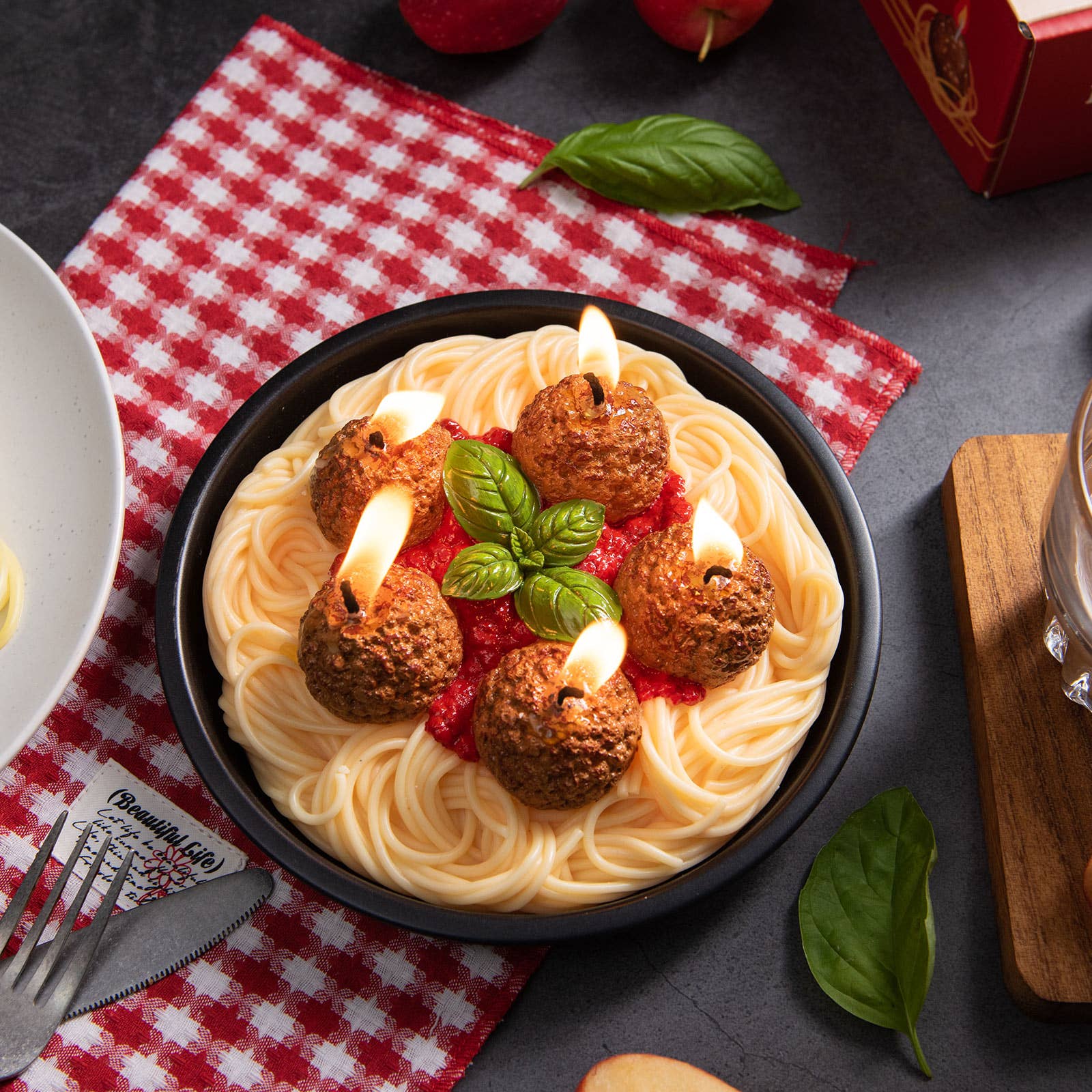 Unique Candle Designs By Kaneca- Spaghetti & Meatballs Pasta Candle – Novelty Food CandleGift