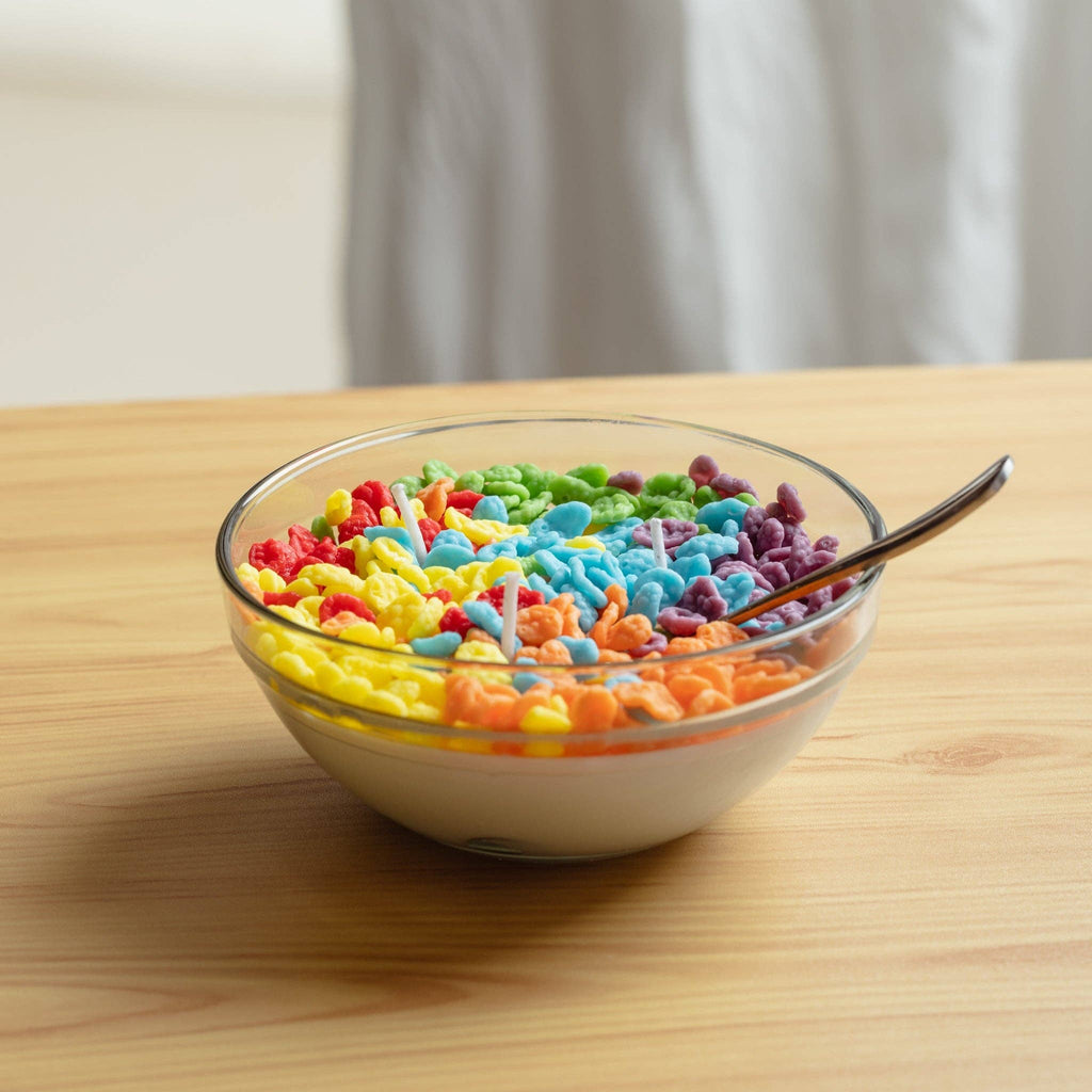 Unique Candle Designs By Kaneca- Fruity Pebbles Cereal Candle Bowl